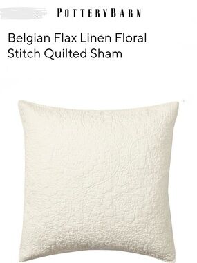 POTTERY BARN Euro Sham Ivory Quilted Belgian Linen